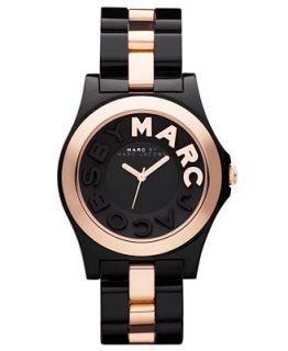 Marc by Marc Jacobs Watch, Womens Rivera Black Plastic Bracelet 40mm