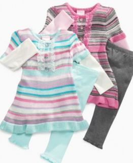 Nannette Baby Set, Baby Girls Pastel Stripe Sweater Dress and Leggings