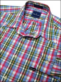 Mens Designer Faconnable Madras LS Dress Shirt XXL 2XLT