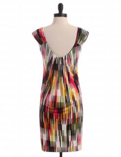 Maggy London Multicolored Print Shift with Shelf Bra Sz 8 Dress