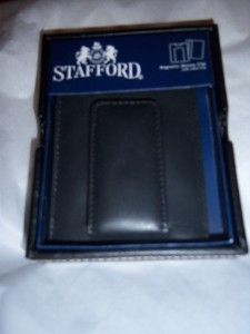 Leather Magnetic Money Clip Wallet Valet Box Black