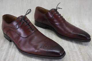 Magnanni Mens Santo Perforated Toe Oxford Lace Shoes 9 5 Brown Leather