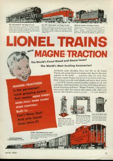 Magne Traction Lionel Electric Train ad 1954 Rock Island Diesel PRR S2