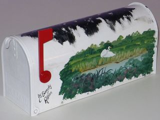 Hand Painted Mailbox w South Carolina Wetlands Bird Landscape
