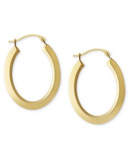 18k Gold Earrings, Polished Oval Hoop Earrings   Earrings   Jewelry