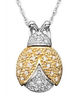 Diamond Necklace, 14k Two Tone Gold Ladybug Diamond Pendant (1/8 ct. t