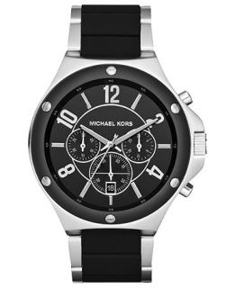 Michael Kors Watch, Mens Chronograph Rocktop Black Silicone and