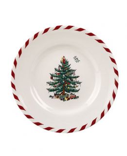 Spode Dinnerware, Set of 4 Christmas Tree Peppermint Canape Plates