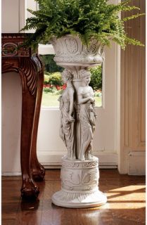Neoclassic Maidens European Pedestal Urn Statue Home Garden