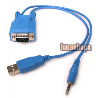 VGA Male to RJ45 Female 3 5mm USB Cable Adapter Convertor