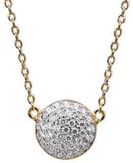 CRISLU Necklace, 18k Gold and Platinum Pave Over Sterling Silver Cubic