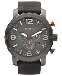 Fossil Watch, Mens Chronograph Nate Brown Leather Strap 50mm JR1424