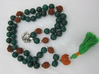 Rudrudrakshaya Green Jade Rosary Mala Meditation Prayer Japamala 54 1