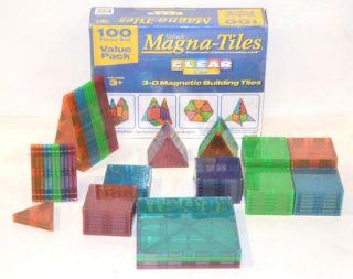 Magna Tiles Clear Colors 3 D Magnetic Building Tiles 100 Piece Value