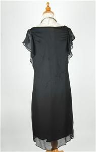 Auth Demark by Malene Birger Romantic Shirring Silk Dress Black 36 New