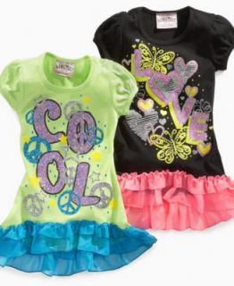 Beautees Kids Shirt, Little Girls Graphic Ruffle Tunic