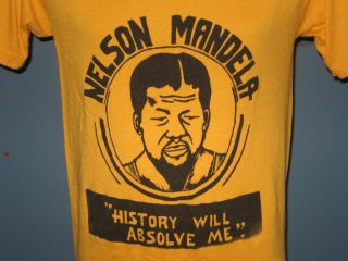 Vintage 80s Nelson Mandela History Will Absolve Me T Shirt Small Soft