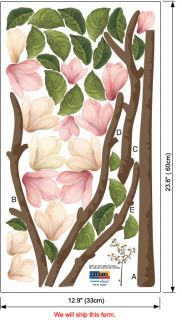 Magnolia Tree Blossom Flower Wall Decals Vinyl Stickers