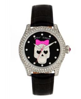 Betsey Johnson Watch, Womens Black Leather Strap BJ00019 18   A 