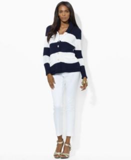 Lauren Ralph Lauren Long Sleeve Striped Balzer Sweater & Slim Cropped