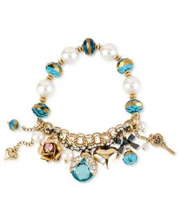 Betsey Johnson Bracelet, Gold Tone Glass Crystal Bug Charm Half
