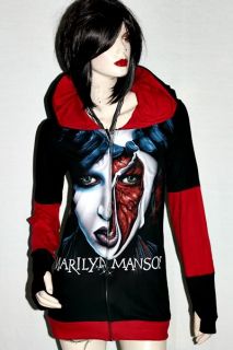 Marilyn Manson mm Metal Punk Rock DIY Funky Hoodie Zip Up Jacket Top