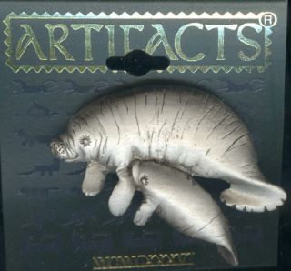 Pewter Manatee Sea Cow and Baby Pin by JJ Gift Box