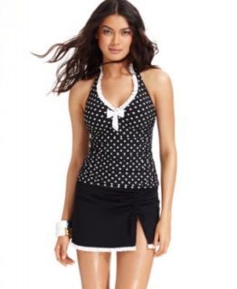 Profile by Gottex Swimsuit, Polka Dot D Cup Tankini Top & Colorblock
