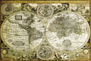 Antique World Map Poster A New and Accurate Map of The World