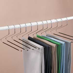 Open ended slack hangers slide on with ease.Keep pants crease free