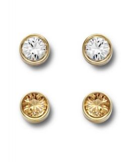 Swarovski Earrings, Gold tone Framed Crystal Stud Earrings   Fashion