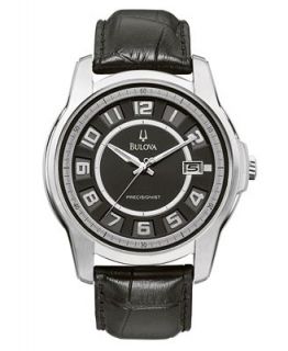 Bulova Watch, Mens Precisionist Black Leather Strap 96B127