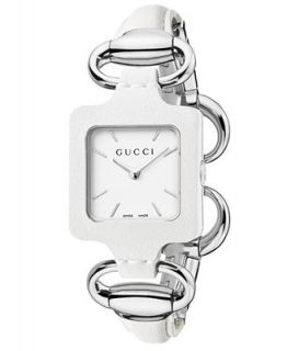 Gucci Watch, Womens Swiss 1921 White Leather and Stainless Steel