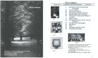 View Camera Magazine March 1989 Jim Galvin 2x3 View Cameras Lenses