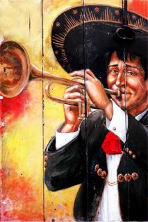 This beautiful poster shows an amazing rendition of a mariachi trumpet
