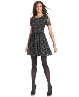 NY Collection Petite Dress, Short Sleeve Lace A Line