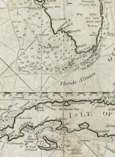 1789 Nautical Chart Cuba Florida New Spain Gulf Mexico