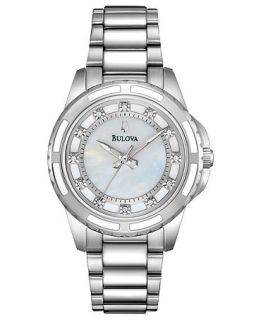 Bulova Watch, Womens Diamond Accent Stainless Steel Bracelet 32mm