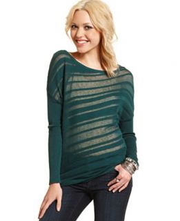 Jessica Simpson Juniors Sweater, Long Sleeve Melanie Striped Sheer