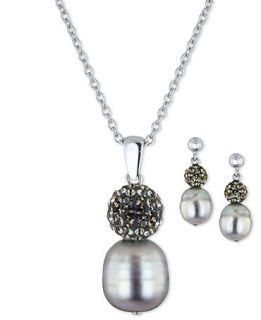 Fresh by Honora Pearl Jewelry Set, Sterling Silver Gray Cultured