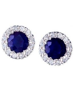 Effy Collection 14k White Gold Earrings, Sapphire (7/8 ct. t.w.) and