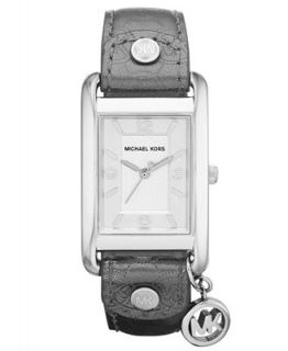 Michael Kors Watch, Womens Gunmetal Tone Leather Bracelet 35x35mm
