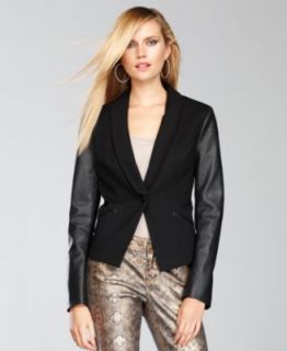 Calvin Klein Sleeveless Top, Faux Leather Blazer & Skinny Ponte Knit