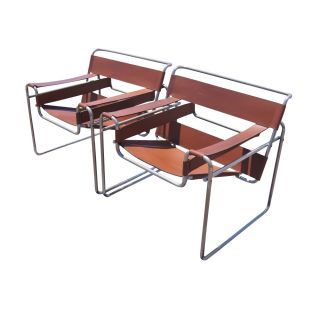 Stendig Wassily Marcel Breuer Leather Chairs