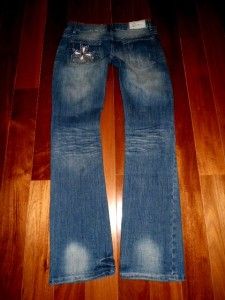 Marciano Low Rise Stretch Silver Studded Cross Pocket Bootcut Jeans 28
