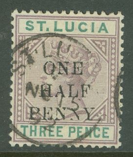 ST. LUCIA  1891. Stanley Gibbons #53b Neat cancel. Very Fine, Used.