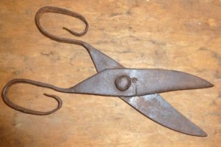 Antique Primitive 18th Century Wrought Iron Scissors w Touchmark AAFA
