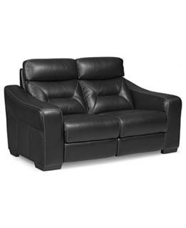 Leather Reclining Loveseat, Dual Power Recliner 66W x 38D x 39H