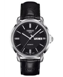 TAG Heuer Watch, Mens Swiss Automatic Carrera Black Leather Strap