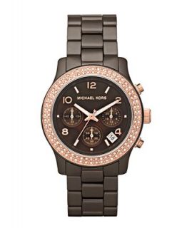 Michael Kors Watch, Womens Chronograph Runway Brown Ceramic Bracelet
